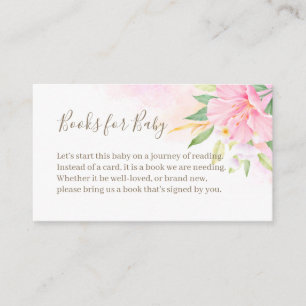 Floral Waterverf Roze Baby shower Book Request Informatiekaartje