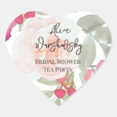  Floral Waterverf Roze baby shower Hart Sticker (Voorkant)