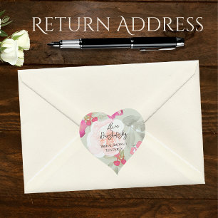  Floral Waterverf Roze baby shower Hart Sticker