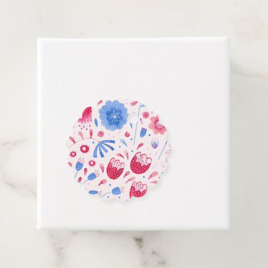 Floral Waterverf Roze Blauw Bedankjes Labels (In situ)