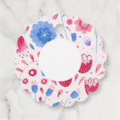 Floral Waterverf Roze Blauw Bedankjes Labels (Achterkant)