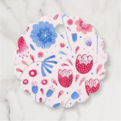 Floral Waterverf Roze Blauw Bedankjes Labels (Voorkant)