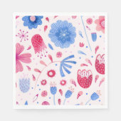 Floral Waterverf Roze Blauw Servet (Voorkant)