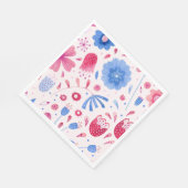 Floral Waterverf Roze Blauw Servet (Hoek)
