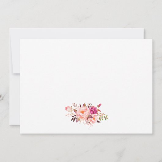 Floral Waterverf roze blauwe strepen huwelijk Bedankkaart (Achterkant)