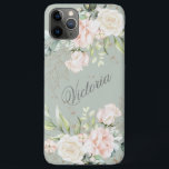 Floral Waterverf roze groen goud personaliseren Case-Mate iPhone Case<br><div class="desc">Elegant goudbladeren met roze bloemen met een stompe waterverf op een groene achtergrond. Voeg jouw naam toe om deze telefoonbehuizing mooi te maken. Deze telefoonbehuizing is perfect voor jou. Zo chic en geraffineerd. Zazzle garandeert 100% klantenservice en tevredenheid.</div>