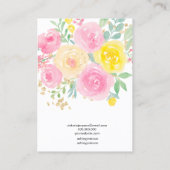 Floral waterverf roze juwelen oorscherm visitekaartje (Achterkant)