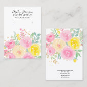 Floral waterverf roze juwelen oorscherm visitekaartje (Voorkant / Achterkant)