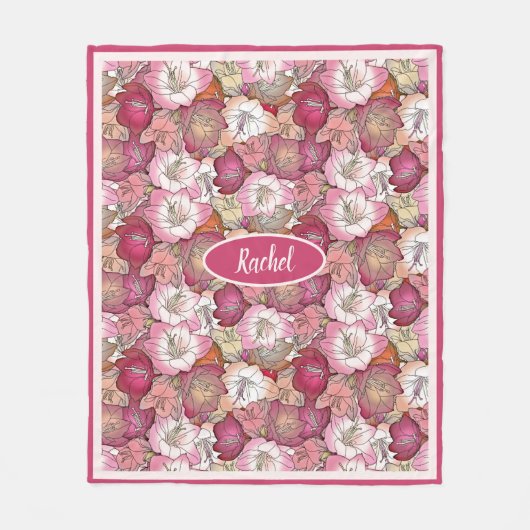 Floral Waterverf roze pastel patroon personalisere Fleece Deken (Voorkant)