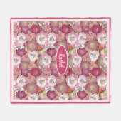 Floral Waterverf roze pastel patroon personalisere Fleece Deken (Voorkant (Horizontaal))