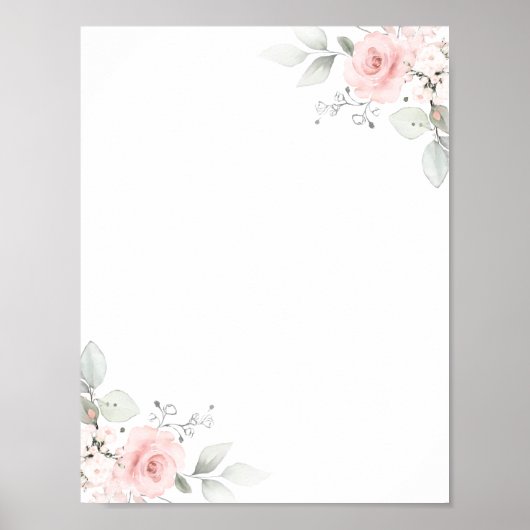 Floral Waterverf roze roze roze meisje BLANK Poster (Voorkant)