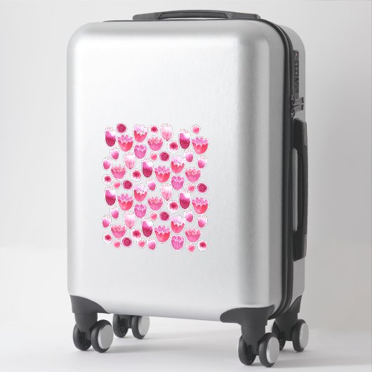 Floral Waterverf Roze Sticker (Koffer)