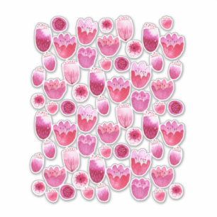 Floral Waterverf Roze Sticker