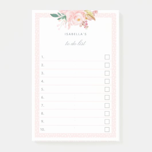 Floral Waterverf Roze Tuin Roos Gecontroleerd Do L Post-it® Notes (Voorkant)