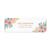 Floral Waterverf Rustic Herfst Flowers Adres Etiket (Voorkant)