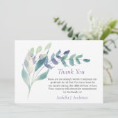 Floral Waterverf Rustic Lila Funeral Sympathie Bedankkaart (Staand voorkant)