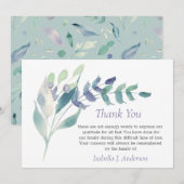 Floral Waterverf Rustic Lila Funeral Sympathie Bedankkaart (Voorkant / Achterkant)