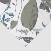 Floral Waterverf Sage Blauwgroen Blues Pattern Tissuepapier (Detail)