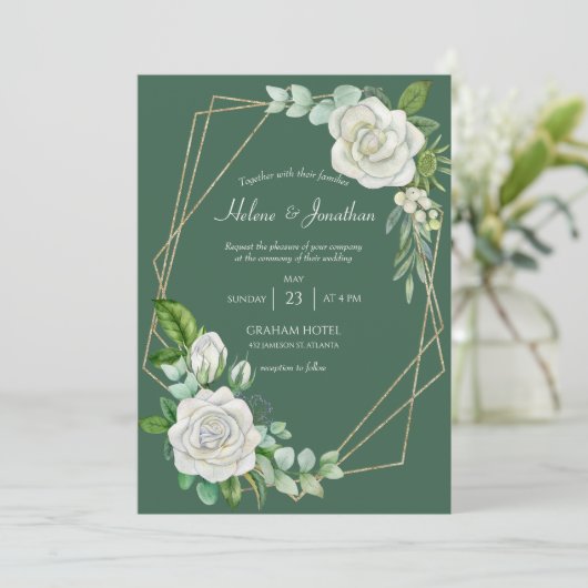 Floral Waterverf Sage Green Rustic Boho Wedding Kaart (Staand voorkant)
