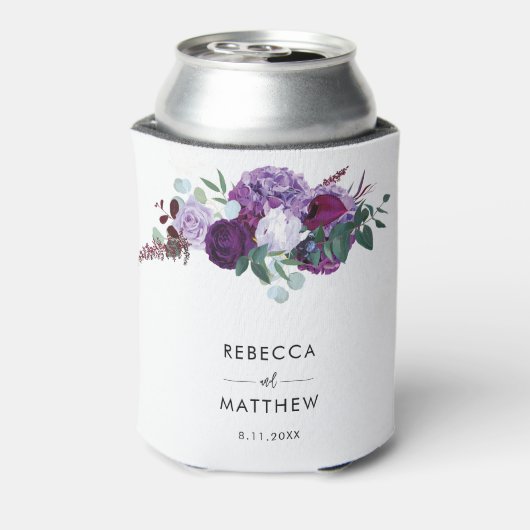 Floral Waterverf Script bruiloft Blikjeskoeler (Blikje Achterkant)