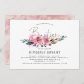 Floral Waterverf Script Elegant Baptisme Kaart (Voorkant / Achterkant)