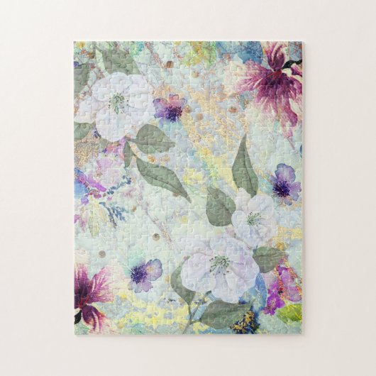  floral waterverf script, maritime oam & gold legpuzzel (Verticaal)