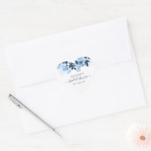 Floral Waterverf Script Navy Blue Vrijgezellenfees Hart Sticker (Envelop)