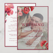 Floral Waterverf Script Overlay Wedding Kaart (Voorkant / Achterkant)
