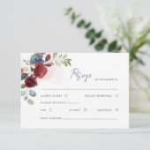 Floral Waterverf Script QR Code Wedding RSVP Kaart (Staand voorkant)