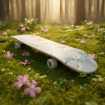 Floral Waterverf Skateboard | botanisch ontwerp