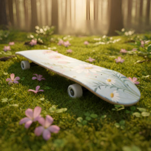 Floral Waterverf Skateboard   botanisch ontwerp