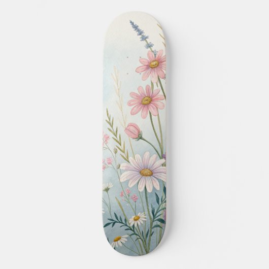 Floral Waterverf Skateboard | botanisch ontwerp (Voorkant)