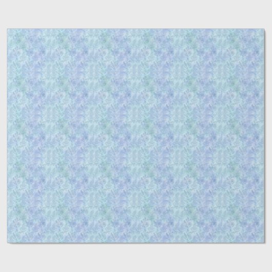 Floral Waterverf Sparkle Pattern Blue Cadeaupapier (Vlak)