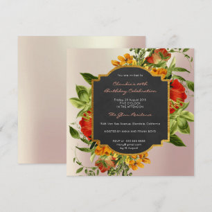 Floral Waterverf Spring Baroque Birthday Gold Kaart