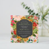 Floral Waterverf Spring Baroque Birthday Gold Kaart (Staand voorkant)