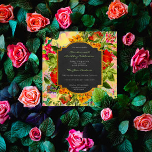 Floral Waterverf Spring Baroque Birthday Gold Kaart