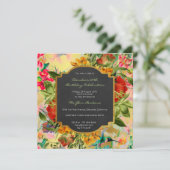 Floral Waterverf Spring Baroque Birthday Gold Kaart (Staand voorkant)