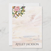 Floral Waterverf Stationery Custom Name Bedankkaart (Achterkant)