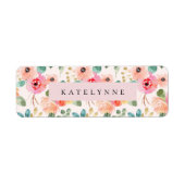 Floral Waterverf Stickers Flowers Name Labels (Voorkant)