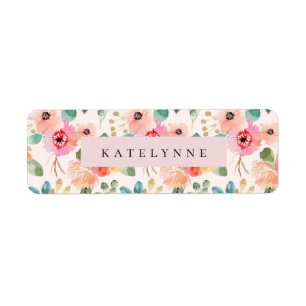 Floral Waterverf Stickers Flowers Name Labels