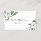 Floral Waterverf Stijlvol Script Girly Modern Gold Visitekaartje (Voorkant)