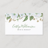 Floral Waterverf Stijlvol Script Goud Wit Modern Visitekaartje (Voorkant)