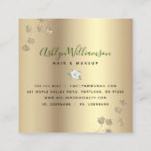 Floral Waterverf Stijlvol Script Modern Goud Wit Vierkante Visitekaartje (Achterkant)