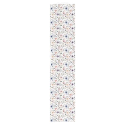 Floral Waterverf Styl Botanical Table Runner Korte Tafelloper (Voorkant)