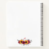 Floral Waterverf Sunflower Burgundy Monogram Notitieboek (Achterkant)