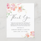 Floral Waterverf sympathie begrafenis bedankt kaar (Voorkant)