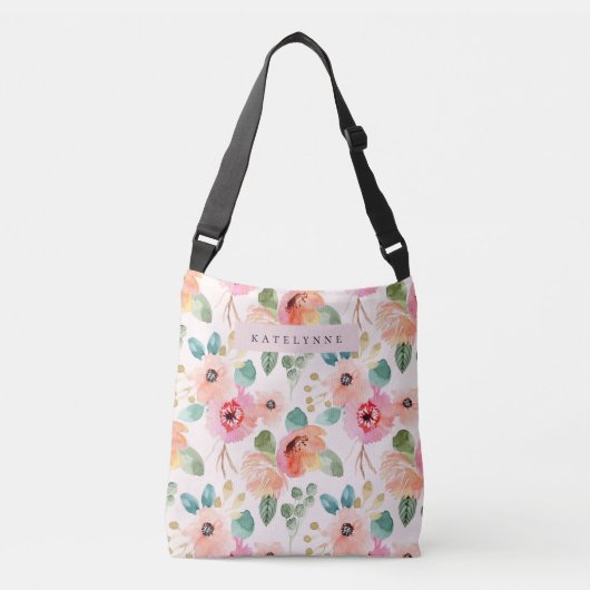 Floral Waterverf Tas Flowers Crossbody Bag (Voorkant)