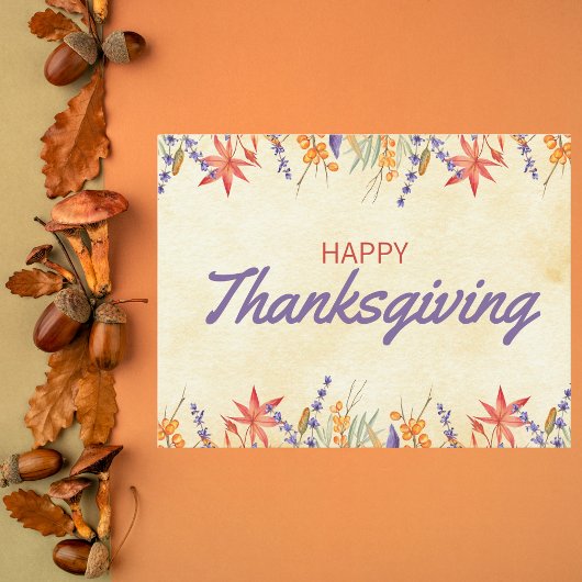 Floral Waterverf Thanksgiving Briefkaart