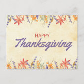 Floral Waterverf Thanksgiving Briefkaart (Voorkant)