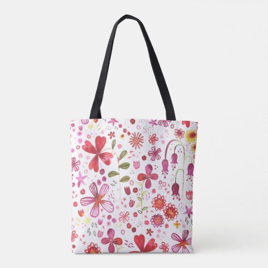 Floral-Waterverf Tote Bag (Achterkant)